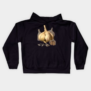 Garlic: Embrace the Culinary Charm on a dark (knocked out) background Kids Hoodie